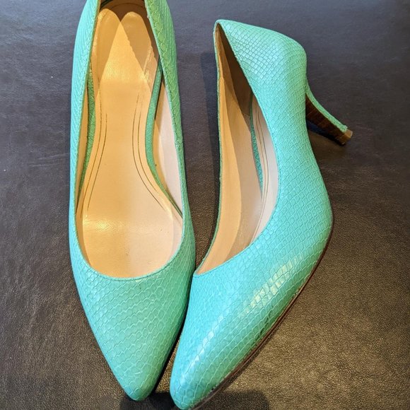 Cole Haan Womens NikeAir Mint Green Leather Snakeskin High Heel Pumps Sz 9.5  B - Picture 1 of 6
